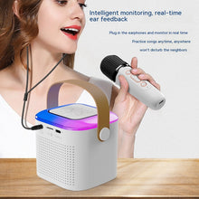 Load image into Gallery viewer, Microphone Karaoke Machine Bluetooth Speaker With 2 Wireless Mic RGB Light Home Family Singing Speaker