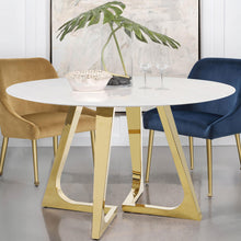 Load image into Gallery viewer, Coaster Gwynn Round 51-inch Marble Stainless Steel Dining Table Gold