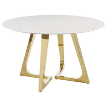 Load image into Gallery viewer, Coaster Gwynn Round 51-inch Marble Stainless Steel Dining Table Gold