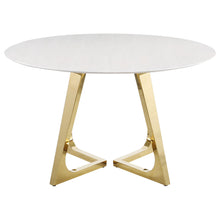 Load image into Gallery viewer, Coaster Gwynn Round 51-inch Marble Stainless Steel Dining Table Gold