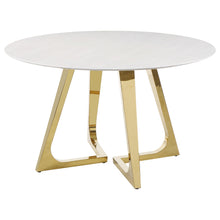 Load image into Gallery viewer, Coaster Gwynn Round 51-inch Marble Stainless Steel Dining Table Gold