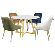 Load image into Gallery viewer, Coaster Gwynn Round 51-inch Marble Stainless Steel Dining Table Gold