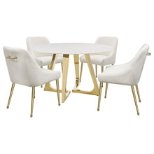 Load image into Gallery viewer, Coaster Gwynn Round 51-inch Marble Stainless Steel Dining Table Gold