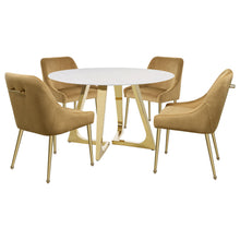 Load image into Gallery viewer, Coaster Gwynn Round 51-inch Marble Stainless Steel Dining Table Gold