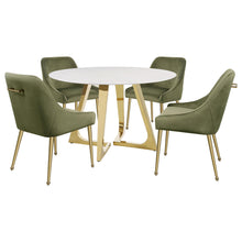Load image into Gallery viewer, Coaster Gwynn Round 51-inch Marble Stainless Steel Dining Table Gold