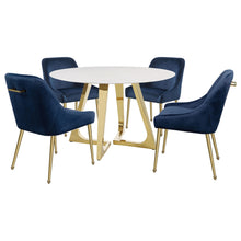 Load image into Gallery viewer, Coaster Gwynn Round 51-inch Marble Stainless Steel Dining Table Gold
