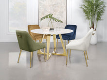 Load image into Gallery viewer, Coaster Gwynn Round 51-inch Marble Stainless Steel Dining Table Gold