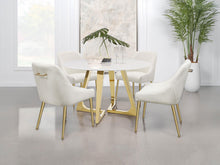 Load image into Gallery viewer, Coaster Gwynn Round 51-inch Marble Stainless Steel Dining Table Gold