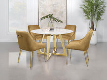 Load image into Gallery viewer, Coaster Gwynn Round 51-inch Marble Stainless Steel Dining Table Gold
