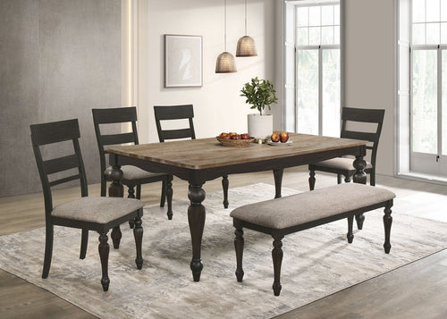 COASTER 6 PC SET (TABLE + 4*CHAIRS + BENCH)