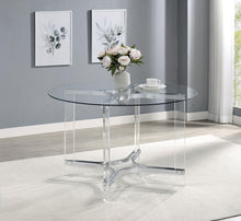 Load image into Gallery viewer, Coaster Keeling 47-inch Round Glass Top Acrylic Dining Table Chrome