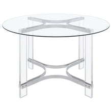Load image into Gallery viewer, Coaster Keeling 47-inch Round Glass Top Acrylic Dining Table Chrome