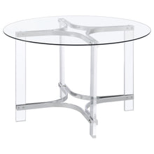 Load image into Gallery viewer, Coaster Keeling 47-inch Round Glass Top Acrylic Dining Table Chrome