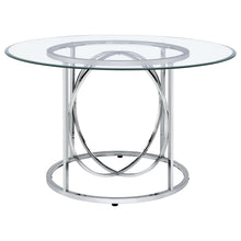 Load image into Gallery viewer, Coaster Levy 48-inch Round Glass Top Dining Table Chrome