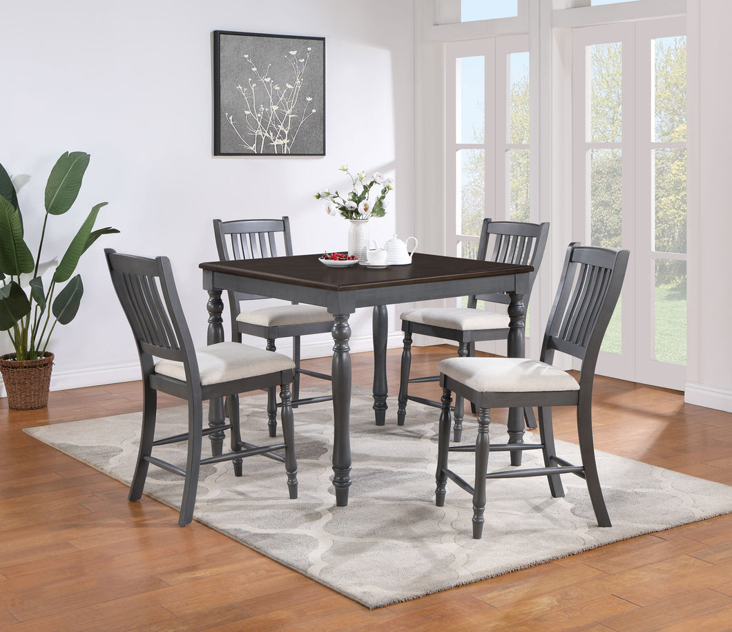 COASTER 5 PC COUNTER HEIGHT SET (DARK BROWN/GREY)