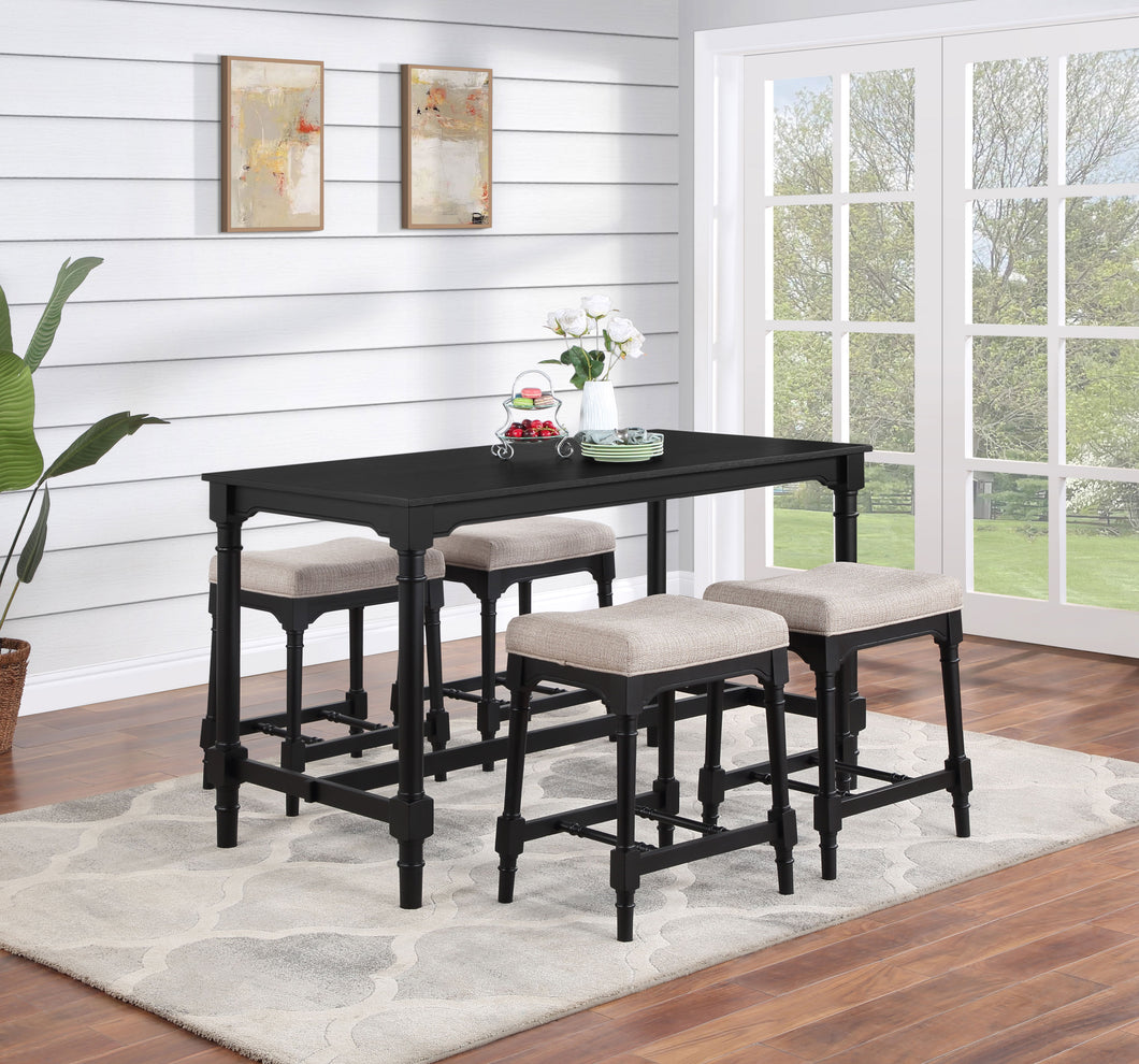 COASTER 5 PC COUNTER HEIGHT SET (OATMEAL/BLACK)
