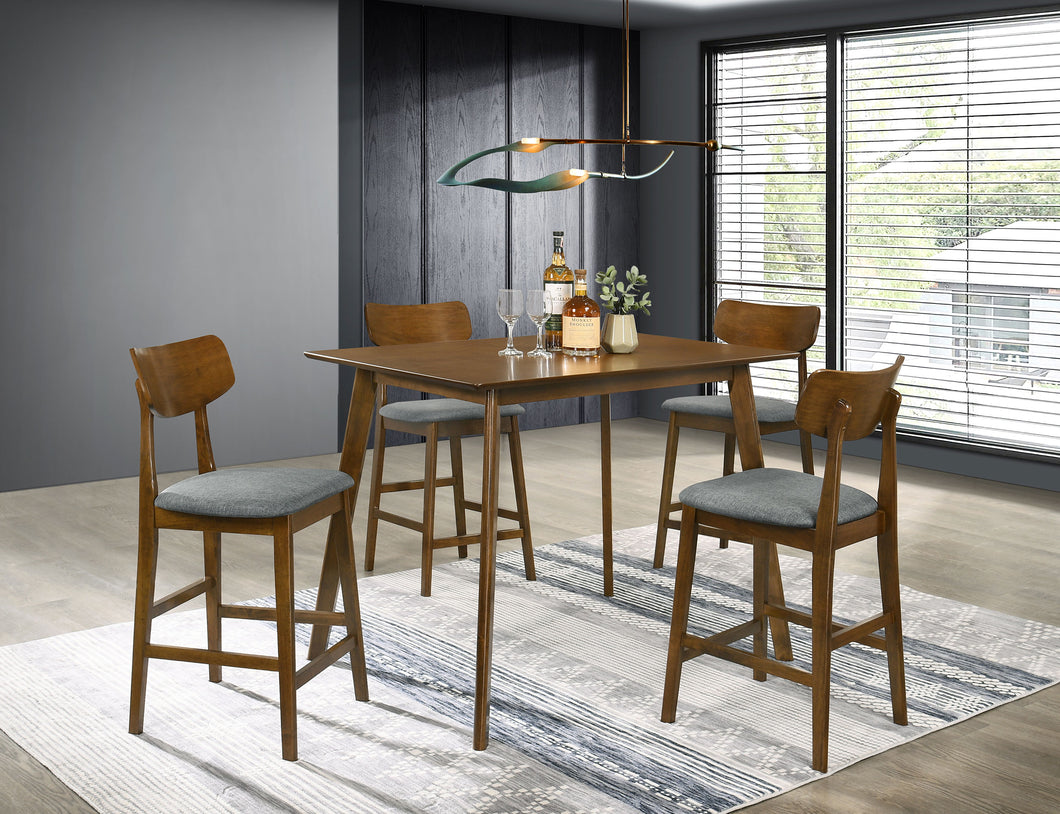 COASTER 5 PC COUNTER HEIGHT DINING SET (WALNUT)