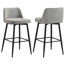 Load image into Gallery viewer, Coaster Mellor Fabric Upholstered Swivel Bar Chair Grey (Set of 2)