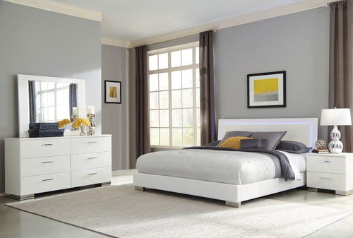 Coaster Felicity LED White High Gloss Bedroom Set (4 PC)