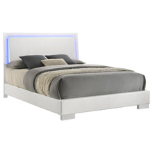 Load image into Gallery viewer, Coaster Felicity Wood Queen LED Panel Bed White High Gloss