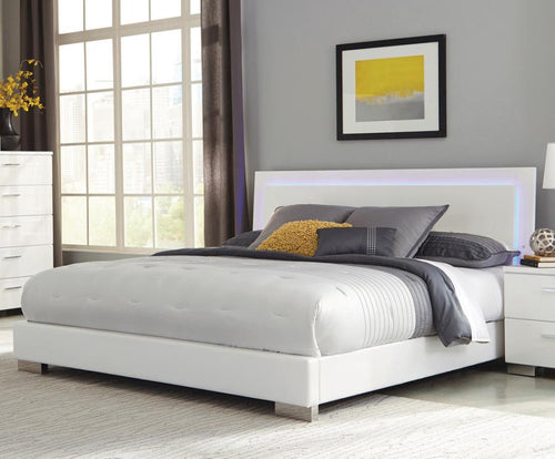 Coaster Felicity Glossy White LED Queen Panel Bed