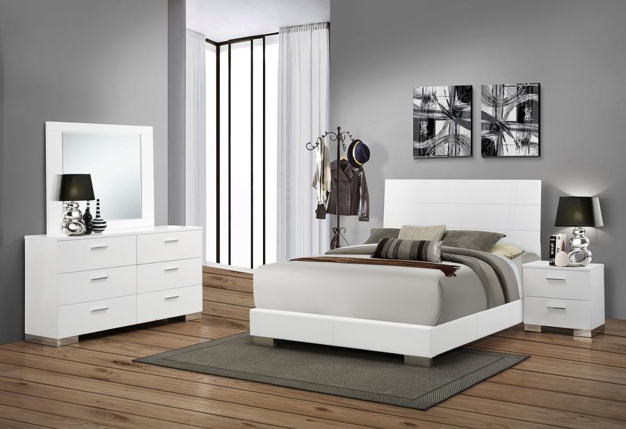 Coaster Felicity 4-piece Bedroom Set White High Gloss