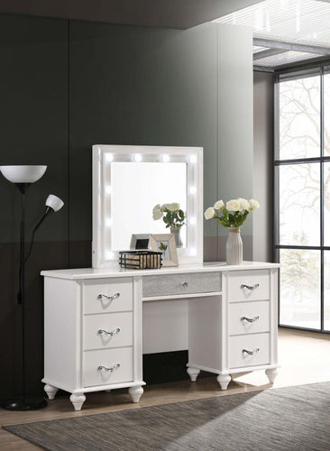 Coaster Barzini White Vanity Desk with Lighted Mirror