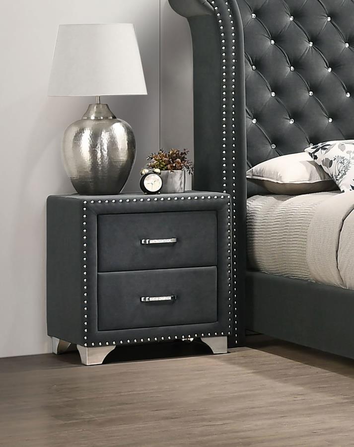 Coaster Melody Upholstered Grey Nightstand