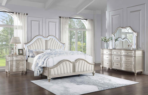 Coaster Evangeline 4-piece Queen Bedroom Set Silver Oak