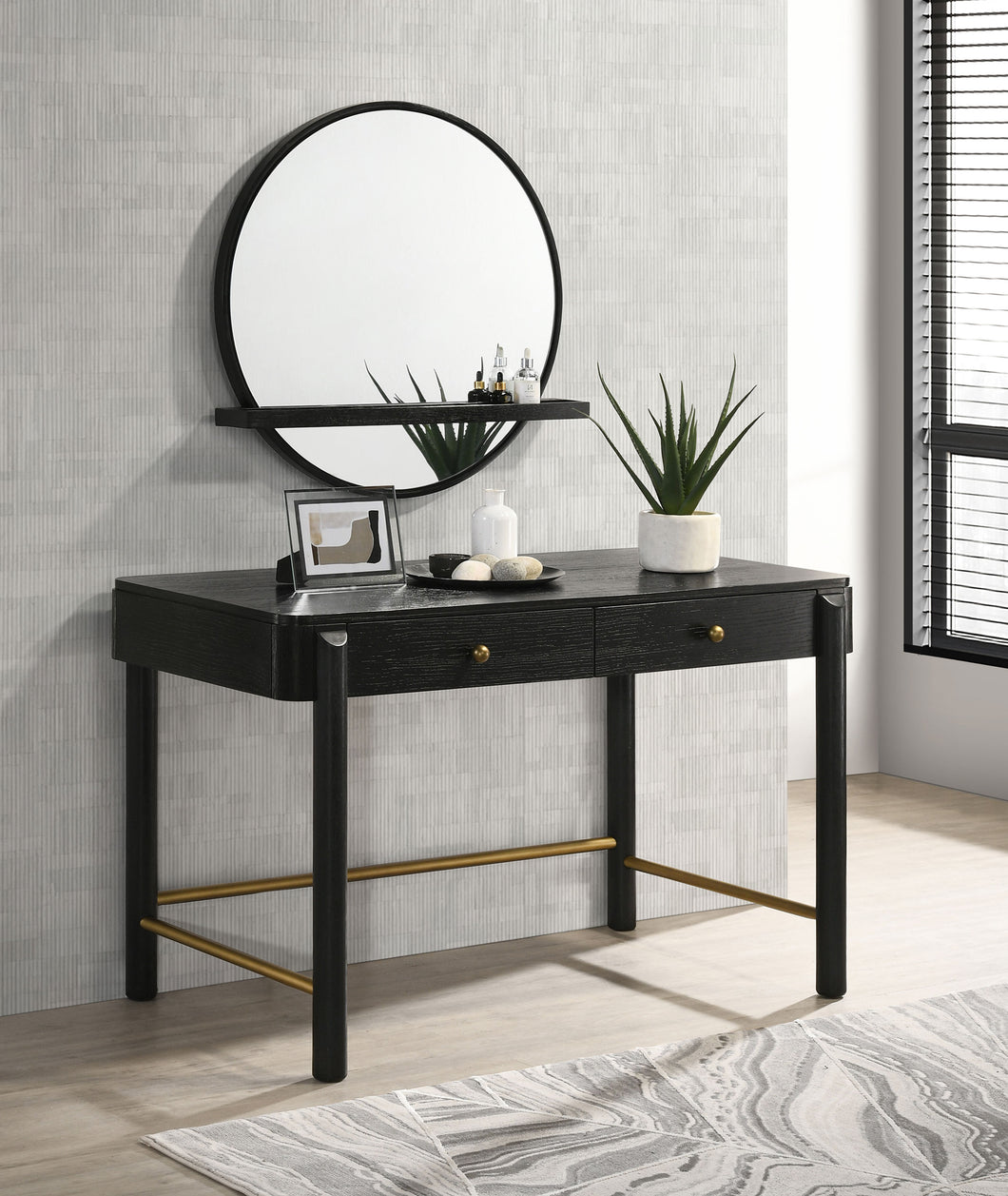COASTER VANITY TABLE WITH MIRROR (BLACK)