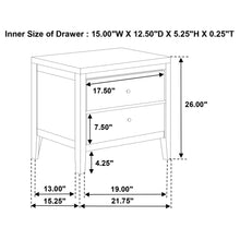 Load image into Gallery viewer, Coaster Wilkes Transitional 2-Drawer Nightstand with Metal Knobs Dark Cocoa
