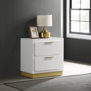 COASTER NIGHTSTAND (WHITE/GOLD)