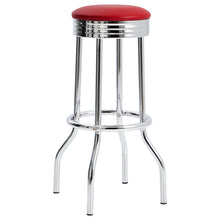 Load image into Gallery viewer, Coaster Retro Upholstered Metal Swivel Bar Stool Red (Set of 2)