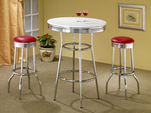 Load image into Gallery viewer, Coaster Retro Upholstered Metal Swivel Bar Stool Red (Set of 2)