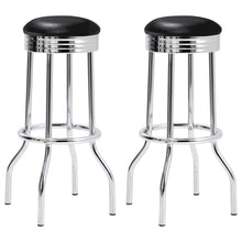 Load image into Gallery viewer, Coaster Retro Upholstered Metal Swivel Bar Stool Black (Set of 2)