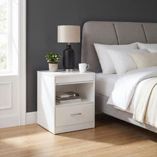 Load image into Gallery viewer, Coaster Fabre 1-drawer Extendable Top Nightstand Bedside Table White High Gloss