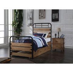 Acme Adams Antique Oak & Gunmetal Twin Bed