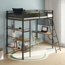 Load image into Gallery viewer, Coaster Campus Metal Twin Workstation Loft Bed with Desk Matte Black
