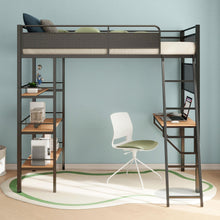 Load image into Gallery viewer, Coaster Campus Metal Twin Workstation Loft Bed with Desk Matte Black