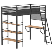 Load image into Gallery viewer, Coaster Campus 3-shelf Metal Twin Workstation Loft Bed Matte Black