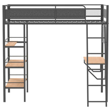 Load image into Gallery viewer, Coaster Campus Metal Twin Workstation Loft Bed with Desk Matte Black