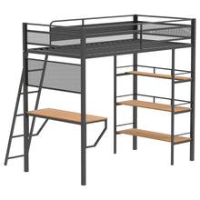Load image into Gallery viewer, Coaster Campus Metal Twin Workstation Loft Bed with Desk Matte Black