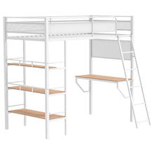 Load image into Gallery viewer, Coaster Campus 3-shelf Metal Twin Workstation Loft Bed Matte White
