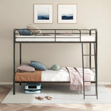 Load image into Gallery viewer, Coaster Carson Twin-Over-Twin Steel Bunk Bed with Angled Ladder Glossy Black