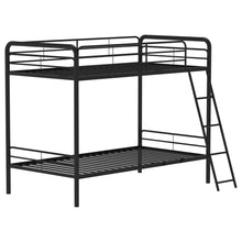 Load image into Gallery viewer, Coaster Carson Metal Twin Over Twin Bunk Bed Glossy Black