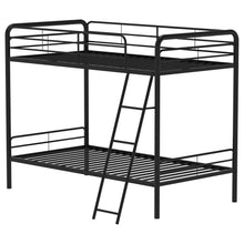 Load image into Gallery viewer, Coaster Carson Twin-Over-Twin Steel Bunk Bed with Angled Ladder Glossy Black