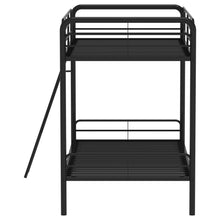 Load image into Gallery viewer, Coaster Carson Twin-Over-Twin Steel Bunk Bed with Angled Ladder Glossy Black