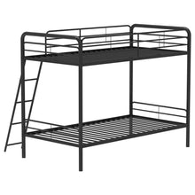 Load image into Gallery viewer, Coaster Carson Twin-Over-Twin Steel Bunk Bed with Angled Ladder Glossy Black