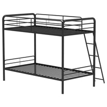 Load image into Gallery viewer, Coaster Carson Twin-Over-Twin Steel Bunk Bed with Angled Ladder Glossy Black