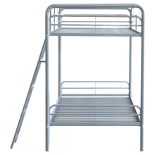 Load image into Gallery viewer, Coaster Carson Twin-Over-Twin Steel Bunk Bed with Angled Ladder Glossy Silver